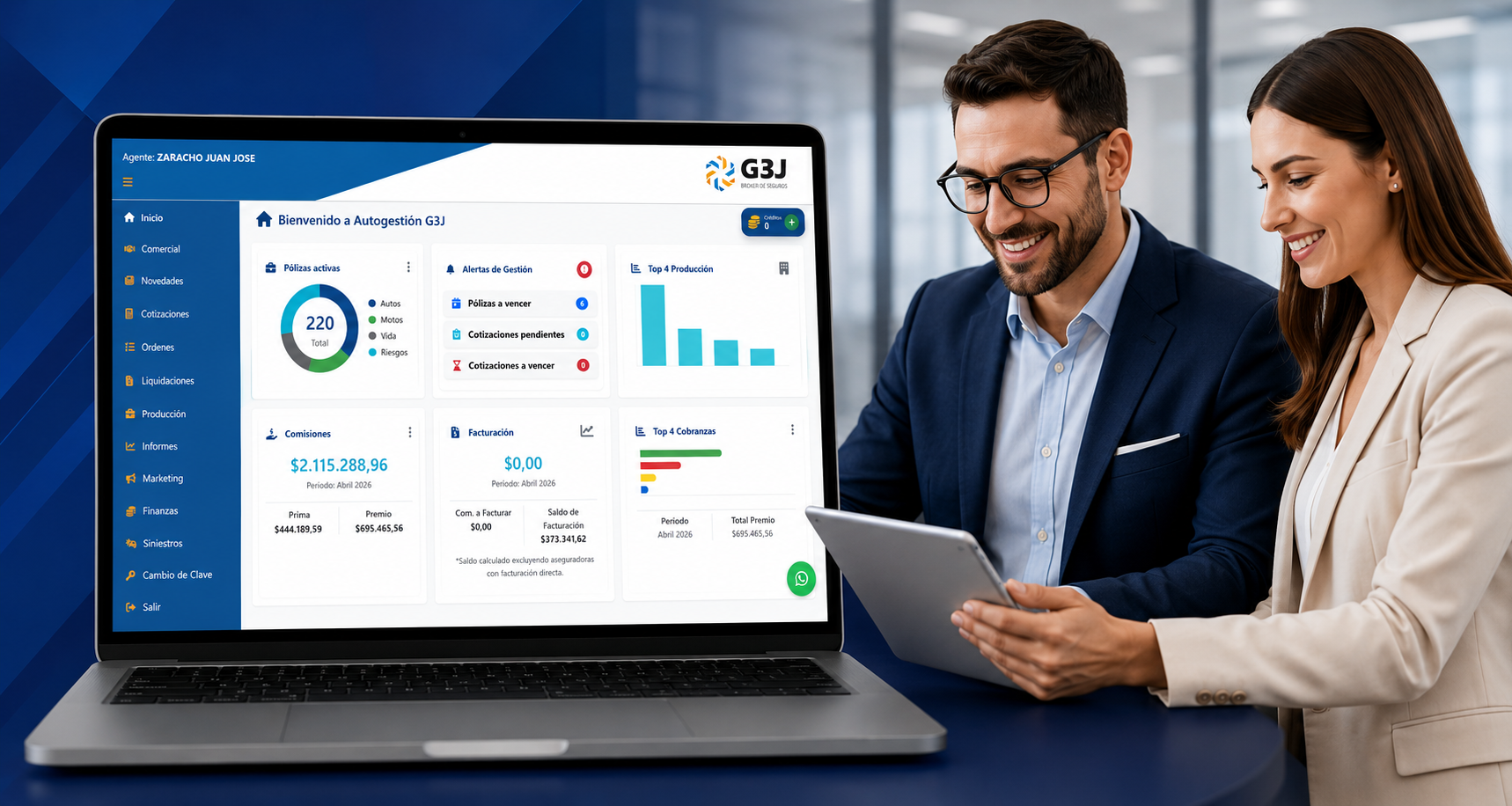 Productores utilizando plataforma digital G3J